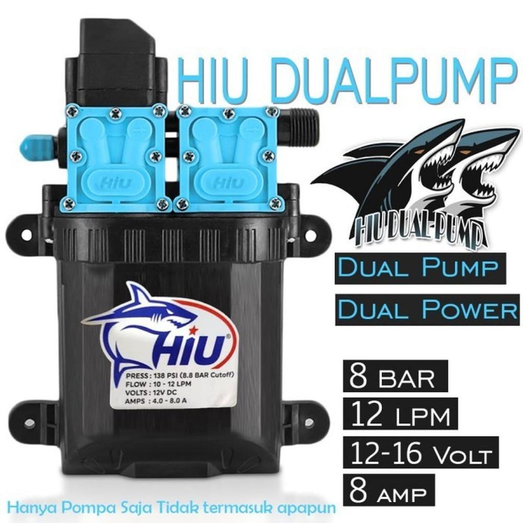 Pompa DC 12V HIU DUAL 9 LPM 138 PSI Tekanan Tinggi Sudah Otomatis
