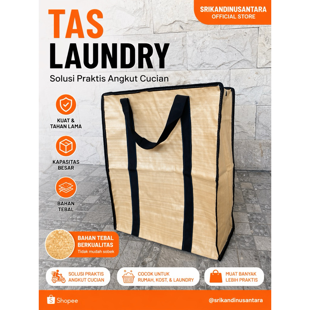 Tas Laundry Serbaguna, Kapasitas Besar Bahan Jumbo tebal dan Kuat