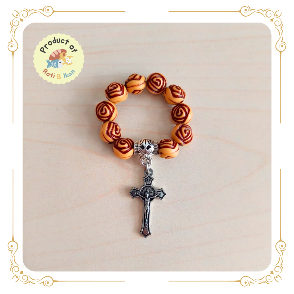 Cincin Rosario Mawar Small Nuansa Kayu
