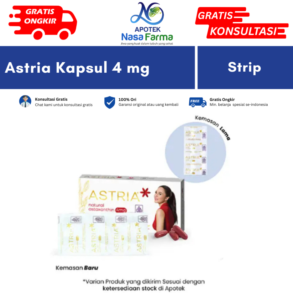 ASTRIA 4 MG 6 KAPSUL / ASTRIA ANTIOKSIDAN ASTRIA 4 MG 6 KAPSUL / ASTRIA ANTIOKSIDAN