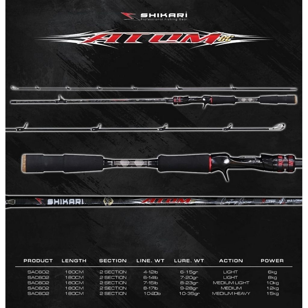 shikari joran ATOM 180cm spinning dan bait casting