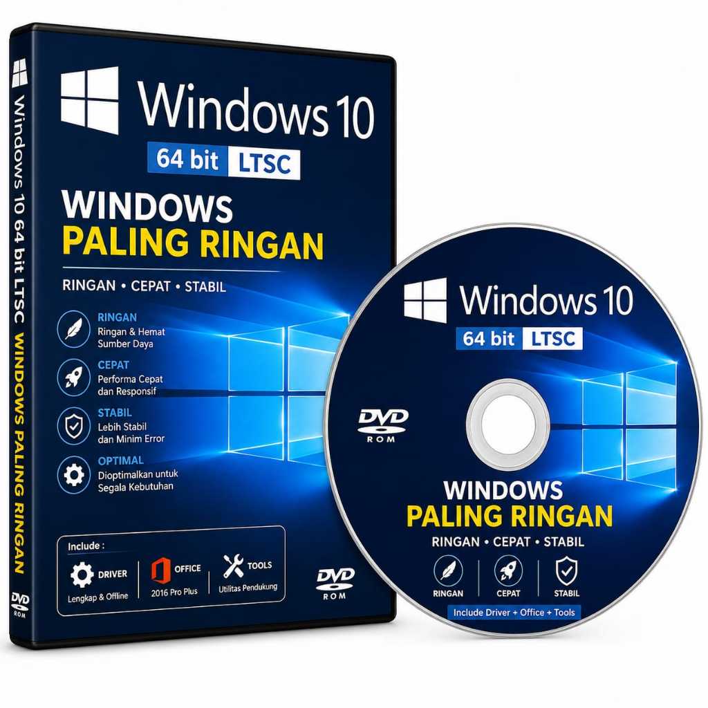 DVD Windows 10 64BIT LTSC | Windows Paling Ringan | Siap Pakai – Tinggal Install