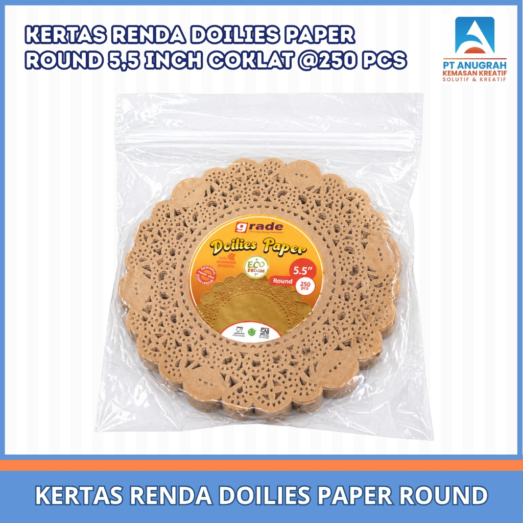 Kertas Renda Doilies Paper 5,5 Inch Coklat (250 Pcs)