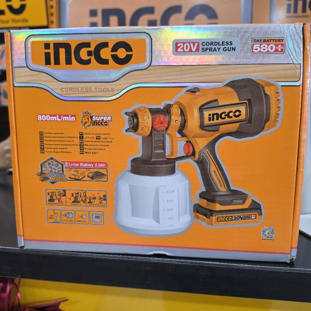 Ingco Spray Gun Cordless 20V Spray Gun Baterai CSGLI20042