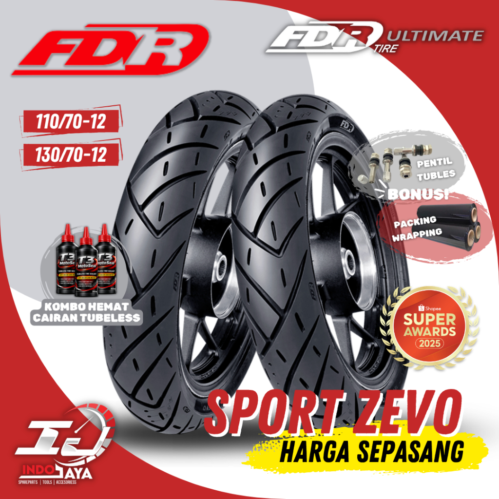 [PAKET MURAH SEPASANG] BAN FDR SPORT ZEVO TUBELESS (110/70-12 & 130/70-12) FDR ULTIMATE ORIGINAL / B