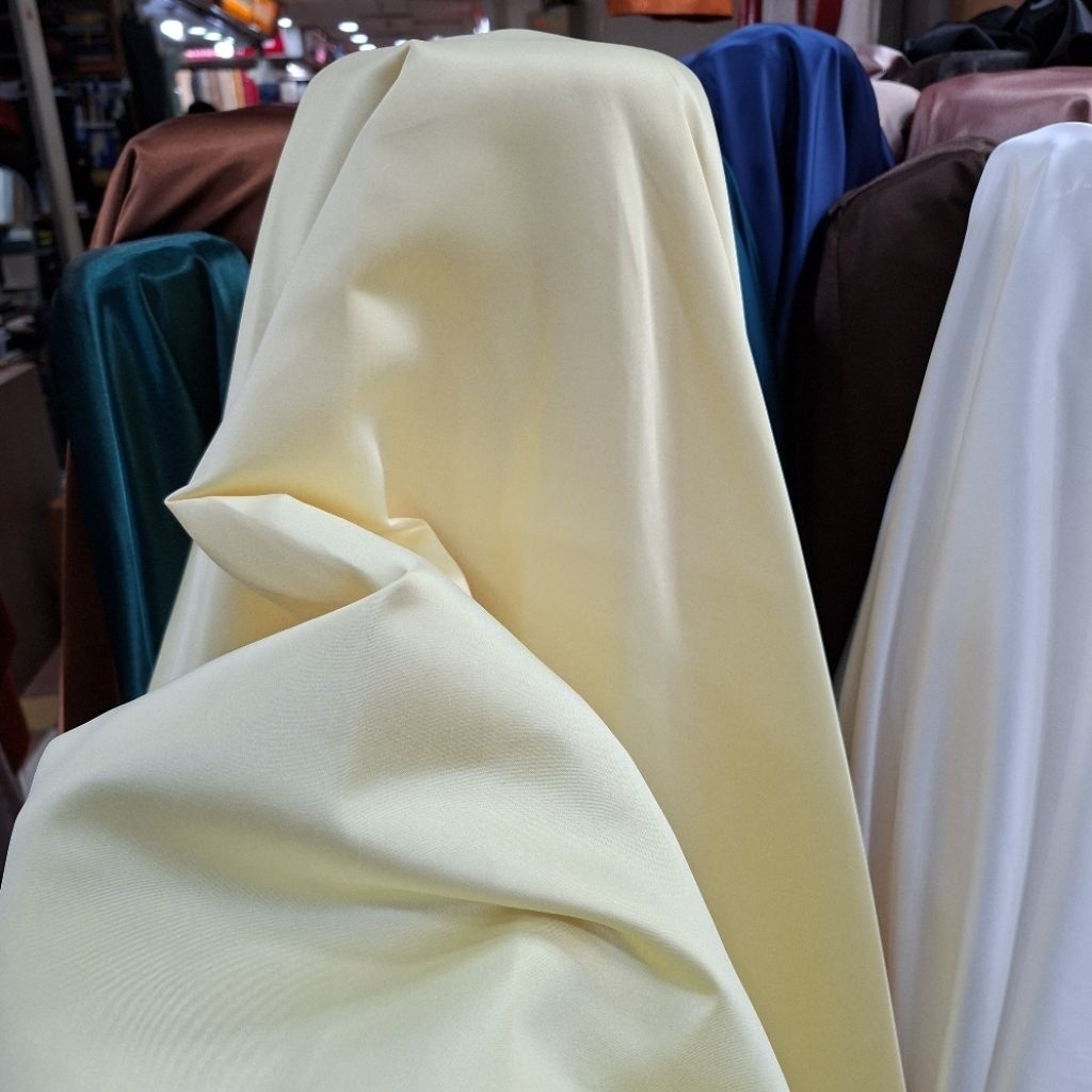Bahan kain satin bridal daces import premium/kain bridal khusus butter yellow terbaru high qulaity