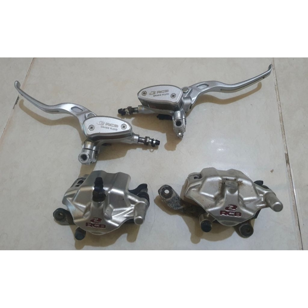 rcb original sepaket master rem kiri kanan e2 oval & kaliper s55 depan belakang bekas pakai pcx150 s