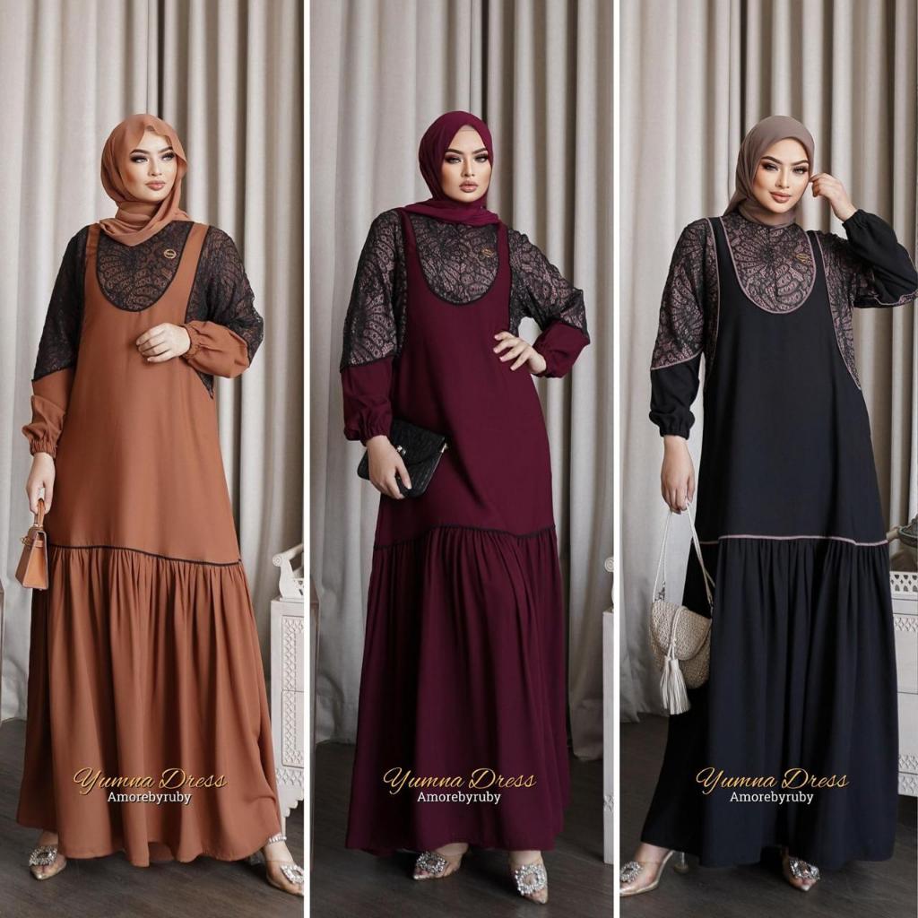 Alody - Yumna Dress Amorebyruby Gamis Brokat Premium Kondangan Wanita Busui Friendly All Size Jumbo