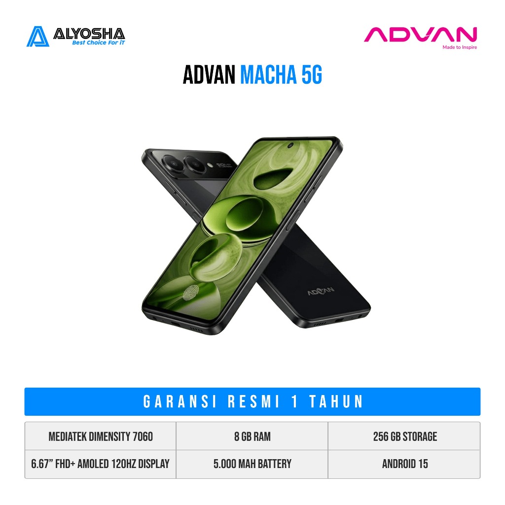 ADVAN MACHA 5G  SMARTPHONE | DIMENSITY 7060  |  RAM 8GB STORAGE 256GB UFS 3.1 | NFC FINGERPRINT  | A