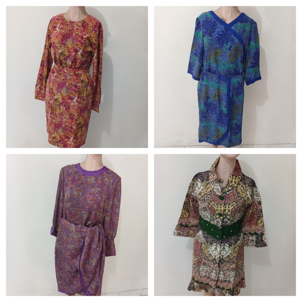 Preloved Blouse Blus Atasan Lengan Panjang Rok Vintage Wanita Casual Kantor Kerja Silk Sutra Halus 1