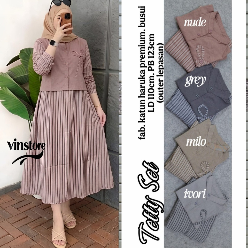 Tetty Set Dress Katun Premium by Vinstore