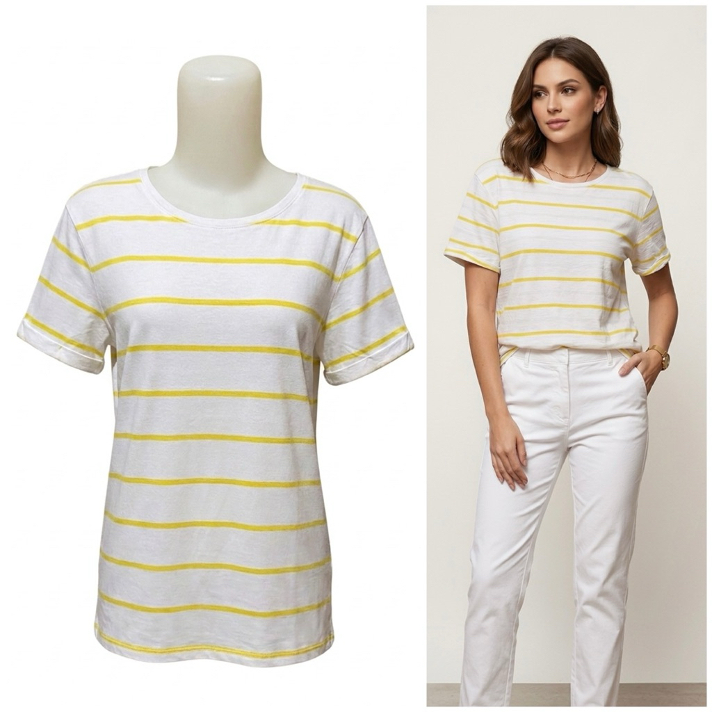 Giordano Women’s Striped Tee / Kaos Giordano Salur Kuning