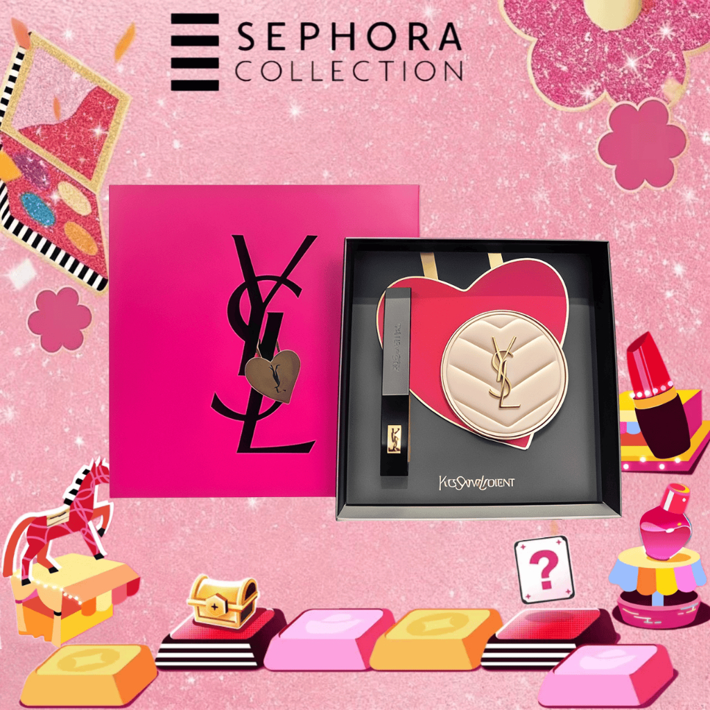 [Gift for Girlfriend] YSL Gift Set | YSL Cushion Pink Matte B10/B20 + ysl lip gloss#314 lipstick rou