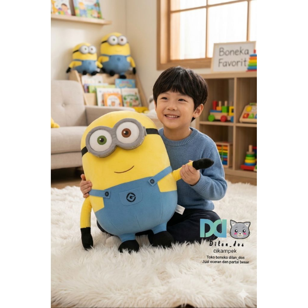 Boneka Minions Lucu imut Lembut Bahan Velboa Ukuran XL Minions Original