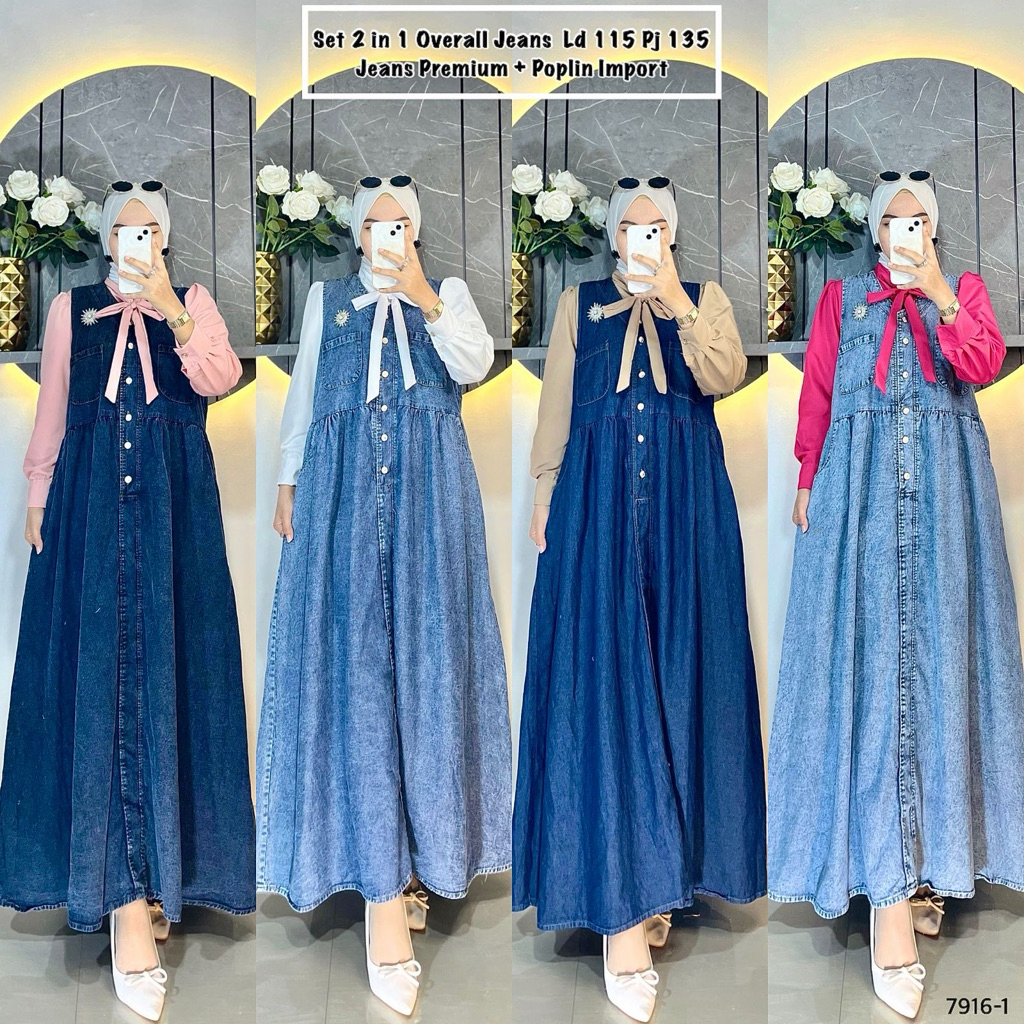 TATAOS BANGKOK BY ZR THALIYA SET OVERALL DRESS BLOUSE COLLAR TALI PITA TAG LABEL SOFT JEANS MIX POPL
