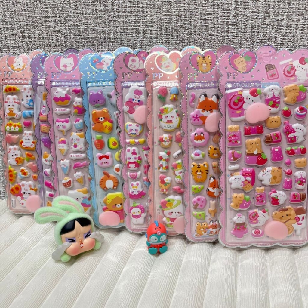 Stiker Squishy kelinci beruang/Stiker pantat timbul Squishy mainan