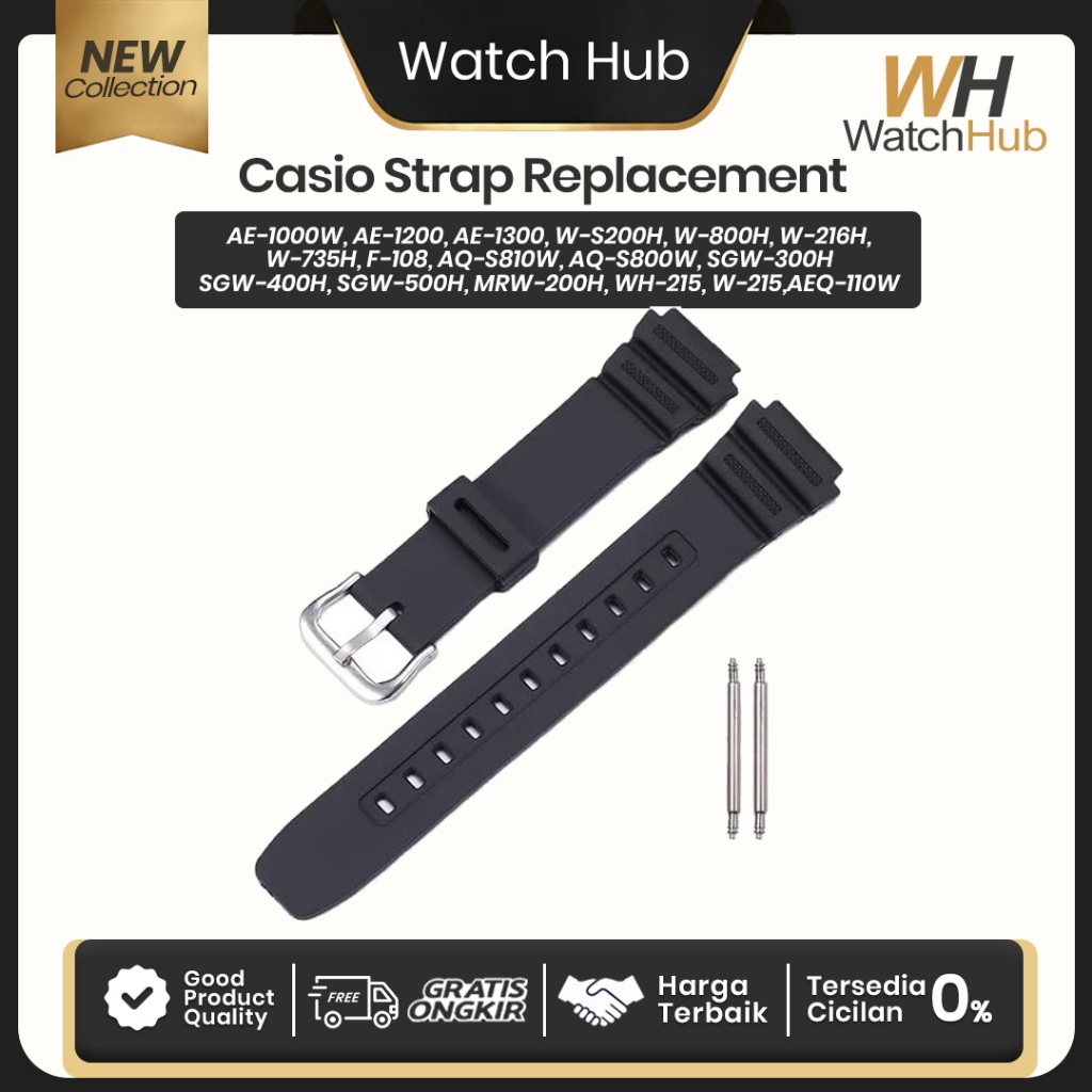 Tali Karet Rubber Strap Jam Tangan Casio AE-1000W AE1000W AE1000 AE-1200 AE1200 AE-1300 AE1300