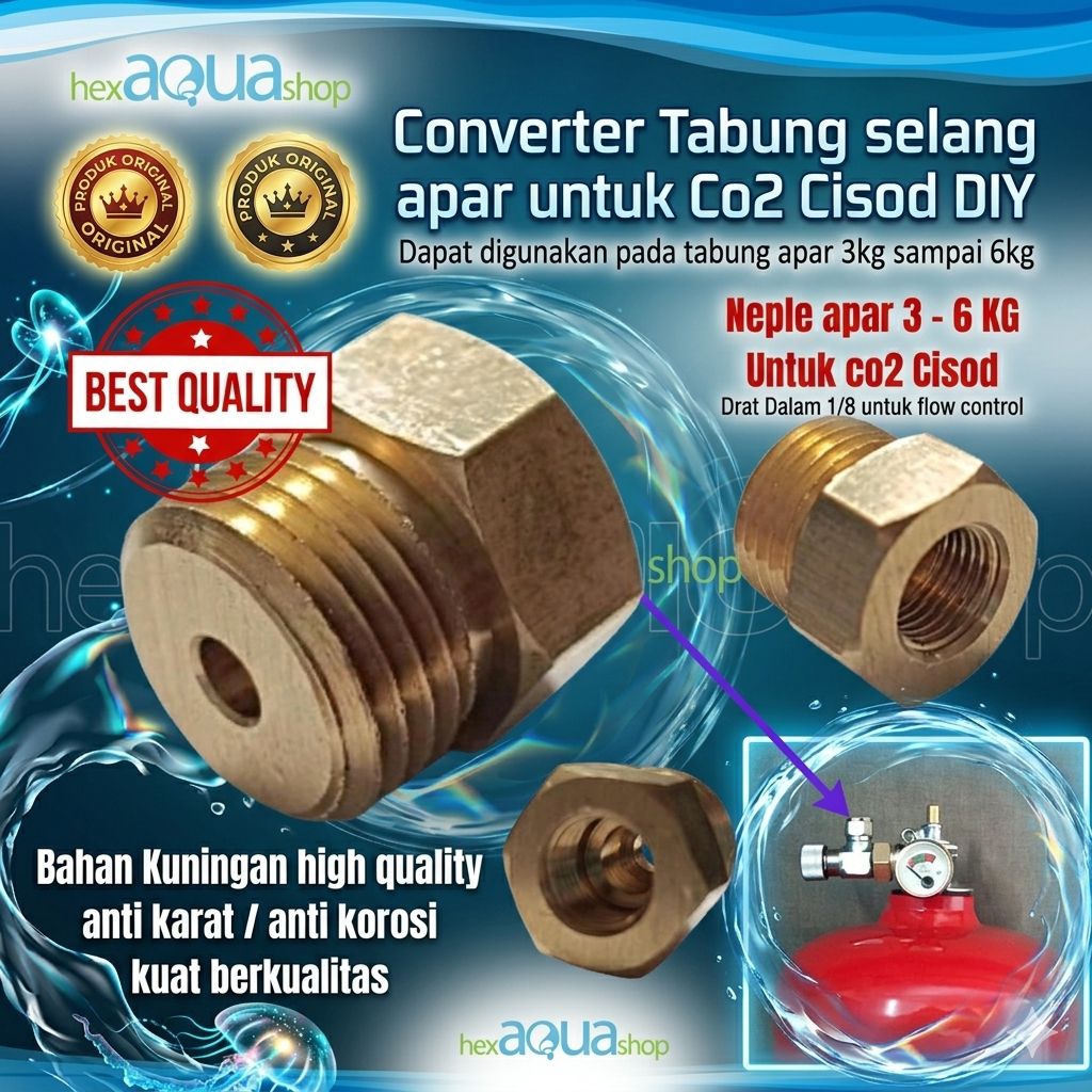 Converter tabung apar 3kg - Nepel - untuk untuk co2 diy cisod