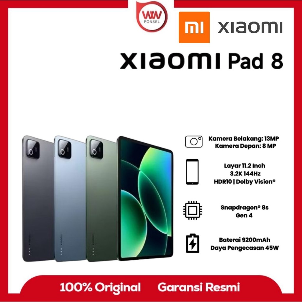 Tablet Xiaomi Pad 8 Ram 8GB Internal 256GB Garansi Resmi