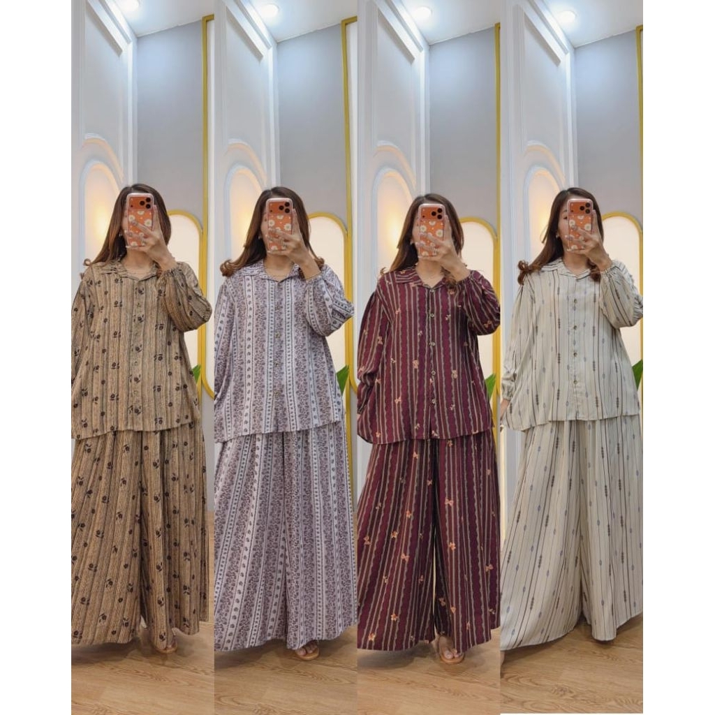 set kulot jumbo viral, oneset kulot jumbo , setelan kulot rayon premium motif terbaru, set andini ku