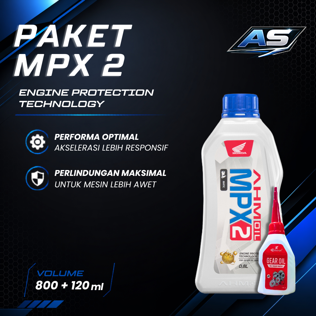 Paket MPX2 0,8L + Oli Gardan Bestron 120ml / Yamalube 100ml | Oli Mesin Motor Matic + Gear Oil Honda