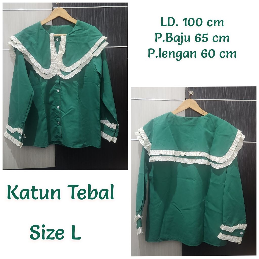 PL - Blouse /Bluss / Atasan Wanita Kerah Sailor -Hijau Daun