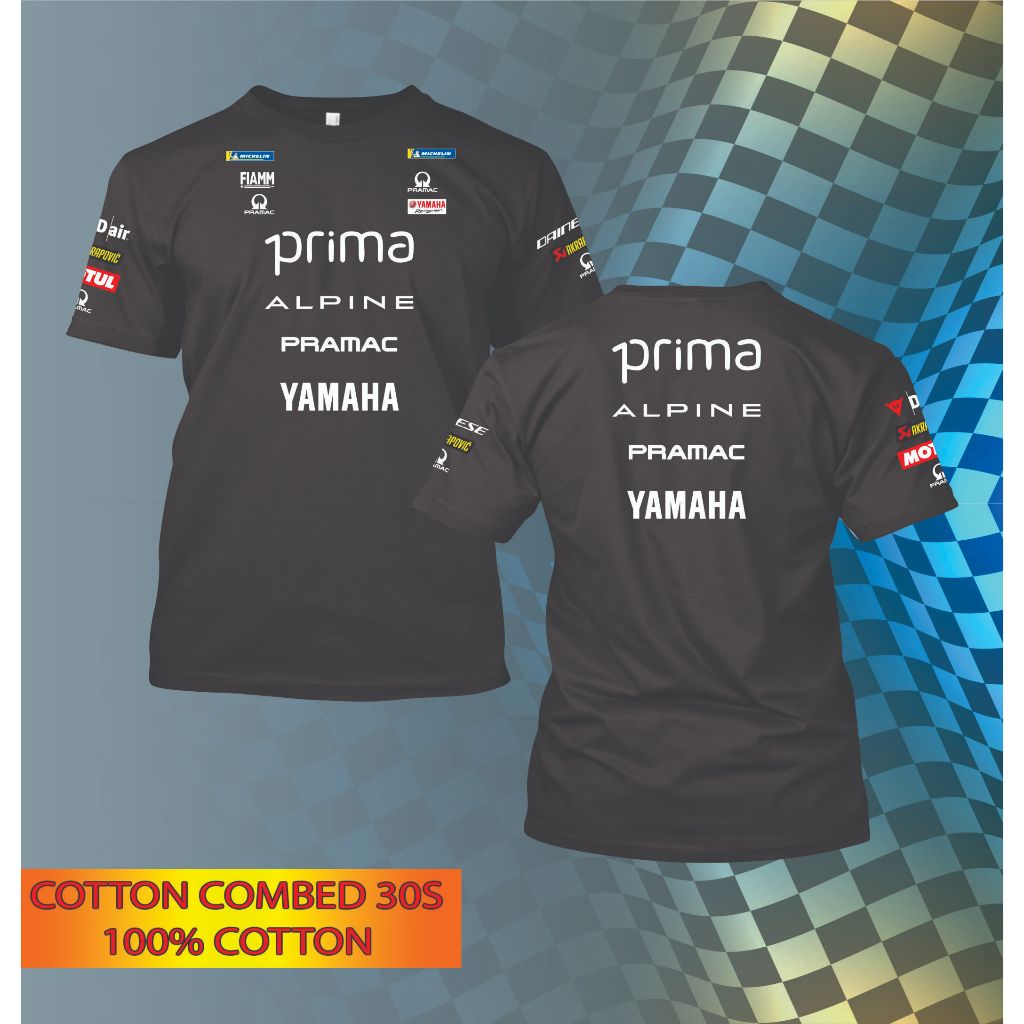 Kaos Baju Distro MotoGP Sponsor Prima, Alp*ine, Pra*ac, Ya*aha, Fi*mm  Bahan cotton Combed 30s / Kao