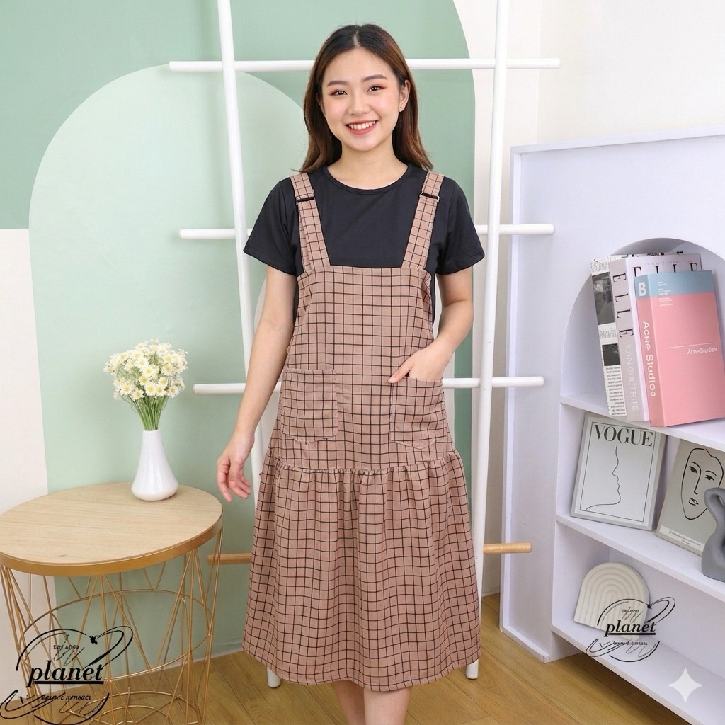 JUMPSUIT ANAK TANGGUNG PEREMPUAN 12 14 15 TAHUN MOTIF KOTAK ALL SIZE BAJU KODOK BAJU TERUSAN OVERALL