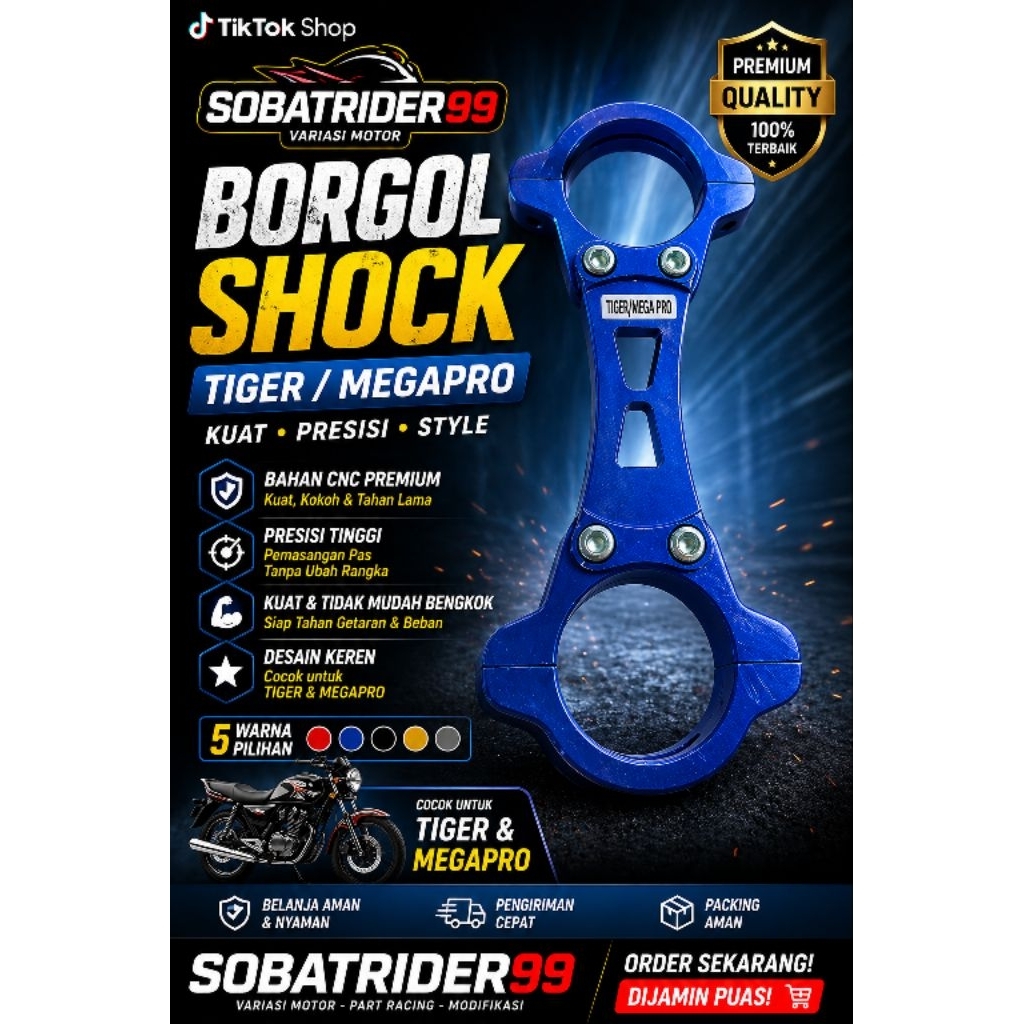 Borgol Shock Depan Gembok Borgol Skok Depan Tiger Megapro CNC