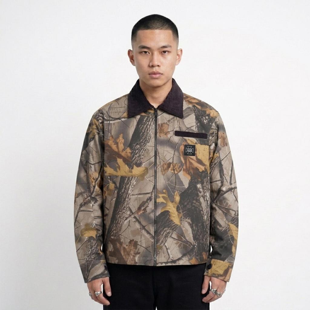 FRDM Streetwear Jaket Boxy Fit Work Jacket Motif Leopard Macan Freedom