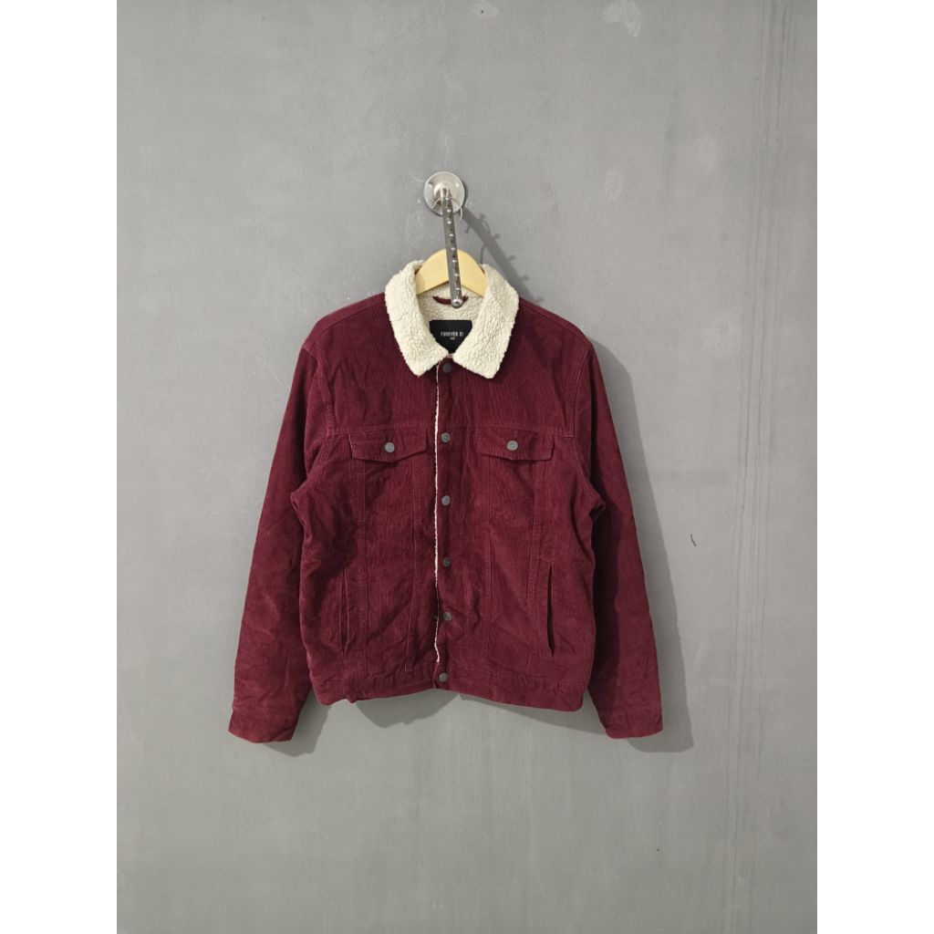 Forever 21 Trucker Corduroy Maroon Jacket