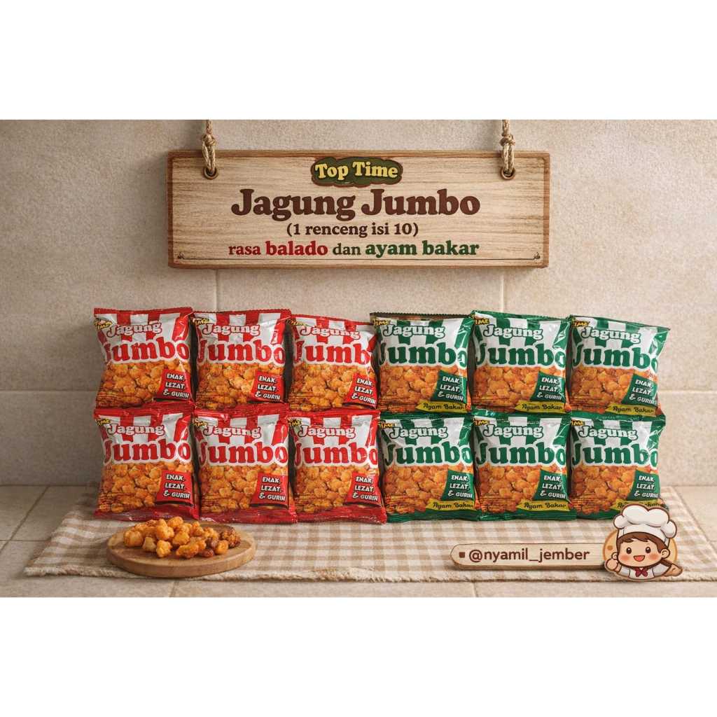 (1 RENCENG = 10 PCS) Ciki Jumbo Jajanan Jadul Rasa Jagung Merah/HIJAU