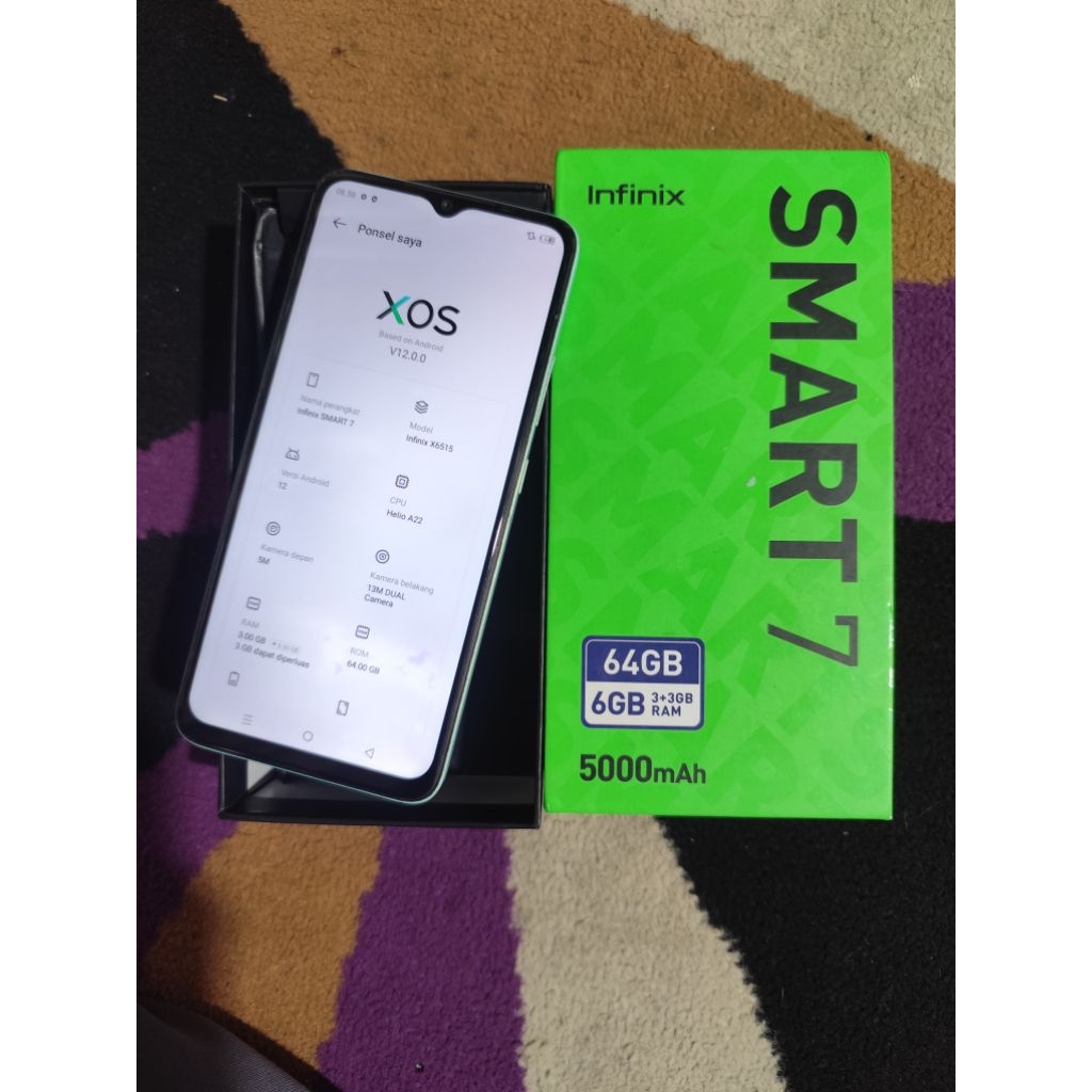 Infinix smart 7 Ram 3/64GB lengkap (Second)