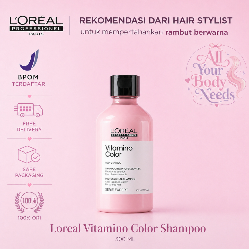 Loreal Professionnel Vitamino Expert Shampoo 300 ml Conditioner 200 ml Mask 250 ml Spray shampoo rambut berwarna conditioner Rambut berwarna