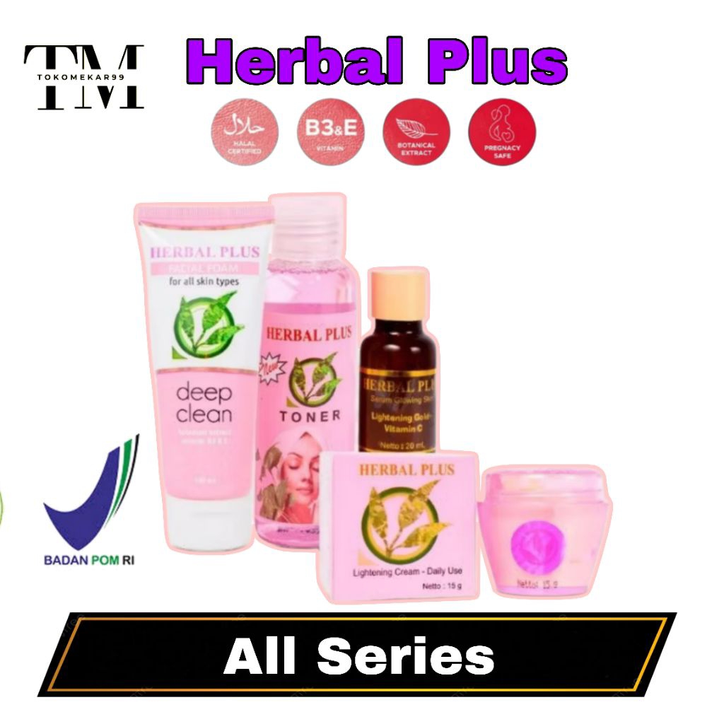 ( BPOM )HERBAL PLUS ORIGINAL FACIAL FOAM HERBAL PLUS_SABUN BATANG HERBAL PLUS_CREAM HERBAL PLUS_TONE