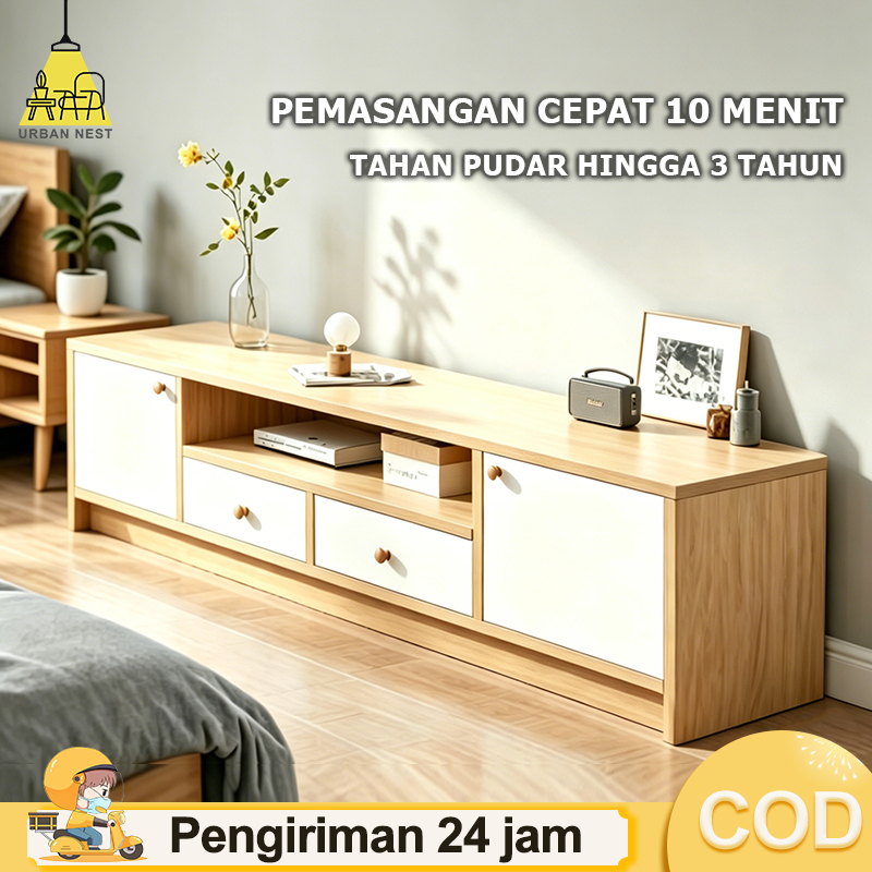 COD Rak TV Jumbo Minimalis Meja TV Kayu MDF Lemari Penyimpanan Persegi Panjang Lemari Tv Meja Buffet