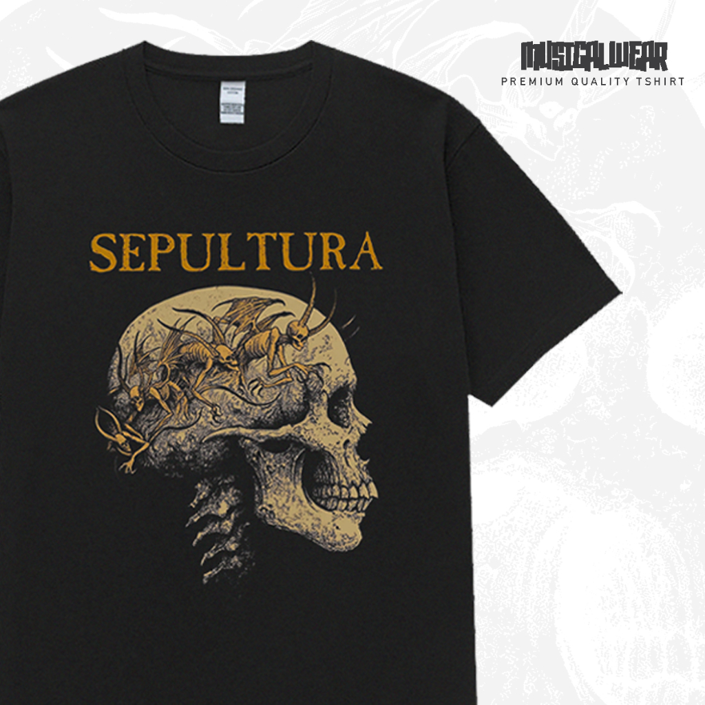 Kaos Band Sepultura – Skull | kaos band vintage | Kaos Band original 100% | Cotton 24s Premium| All 