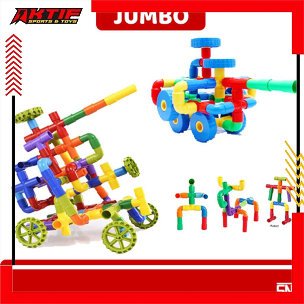 Mainan Edukasi Anak Blok Pipa /Education Toys Block Pipa 100PC 150PC