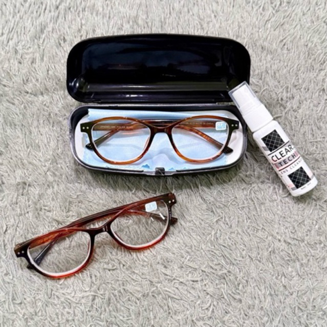 Kacamata Minus Anak Frame Warna Coklat Lengkap dengan Kotak, Lap & Cairan Pembersih