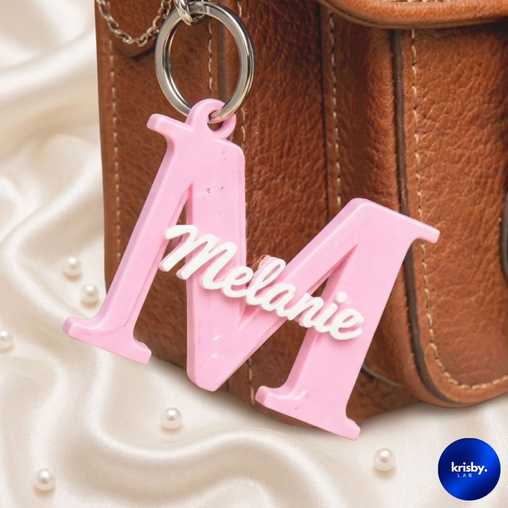 (CUSTOM) Gantungan Kunci Inisial Nama 3D Print | Initial Keychain Custom | Personalized Letter Keych