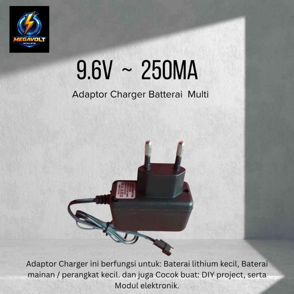1Pcs - Adaptor Charger Batterai Mobil RC Multi 9.6V 250mA Soket Hitam 2Pin Model JD-072250