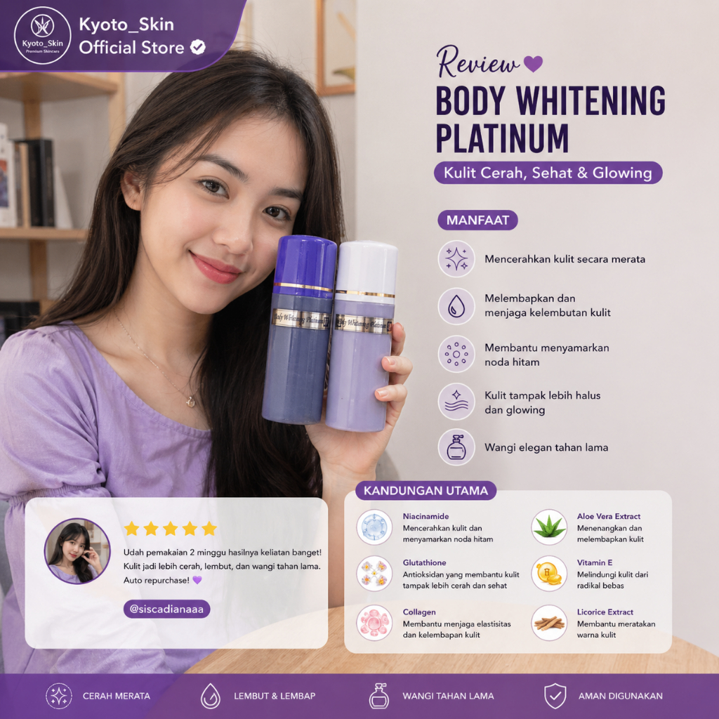 ( 1 paket )HB PLATINUM IP LOTION MALAM SIANG WHITENING PLATINUM IP SKINCARE ORIGINAL BODY LOTION