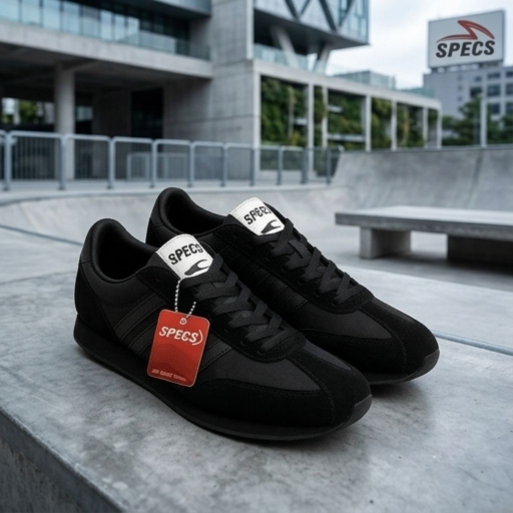 BISA COD Sepatu Sekolah Anak SPECS 104 All Black Laki-Laki & Perempuan Kekinian