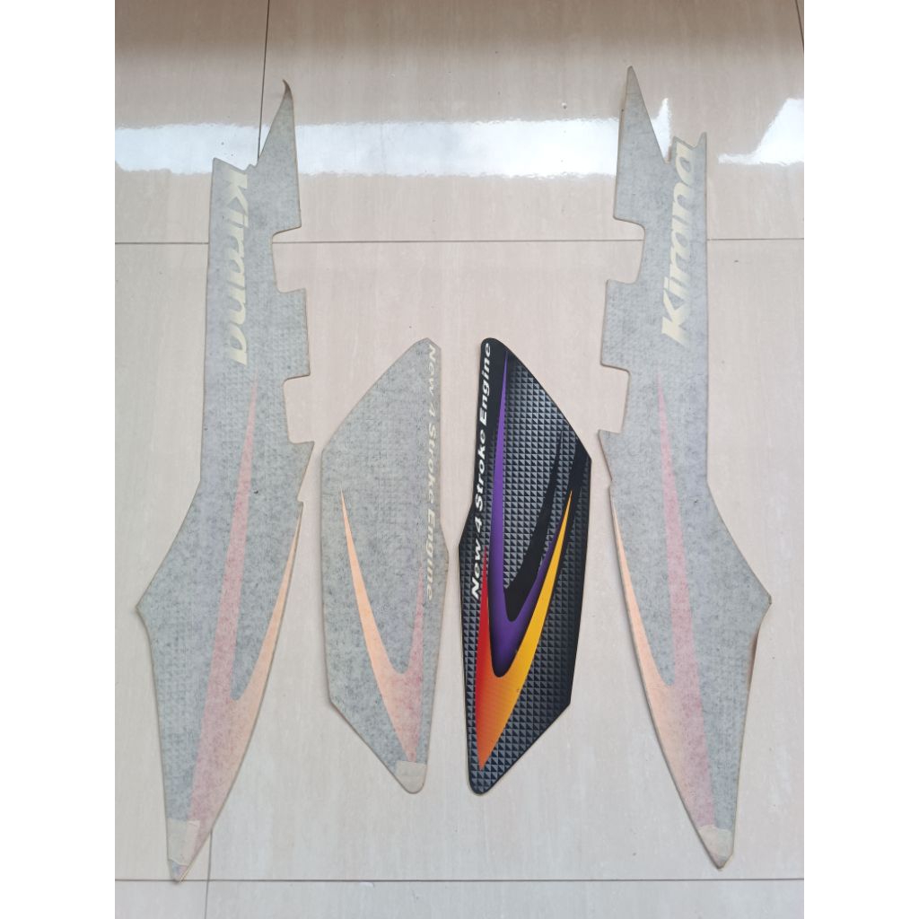 striping stripping honda kirana 125 hitam merah laminasi setara original