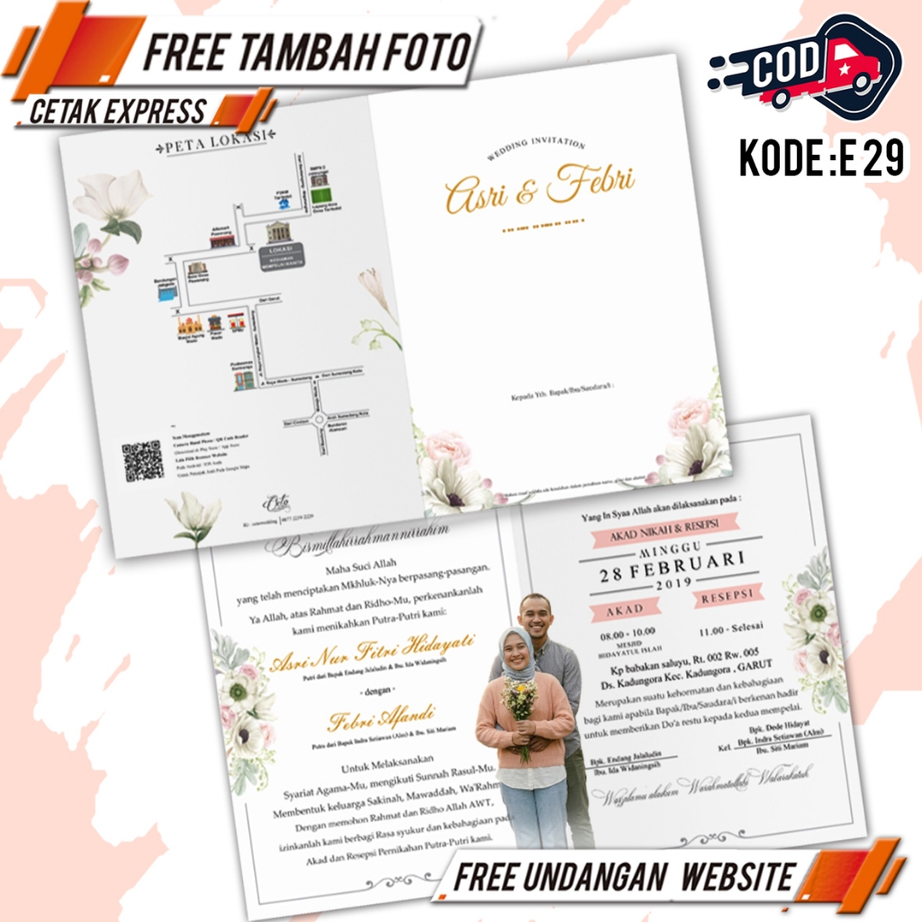 Undangan Pernikahan Murah Express Walimatul Ursy Aqiqah Khitan Desain Unik Custom Foto Orang Tua Pre
