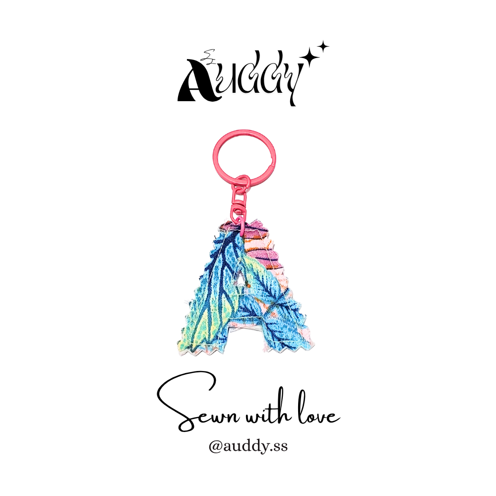 Huruf A Gantungan Kunci Huruf Handmade | Aksesoris Tas Lucu | Keychain Unik Kain Perca