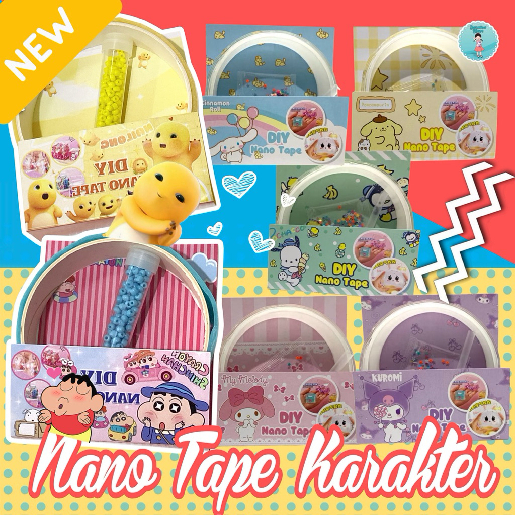 Nano Bubble Tape Shincan Kuromi /Mainan Bubble Super Elastis Glitter Nano glue set diy mainan bubble