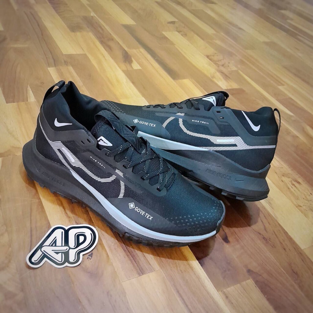 ( Abuy project ) Sepatu Sneakers Nike React Pegasus Trail 4 Gore-tex Black silver