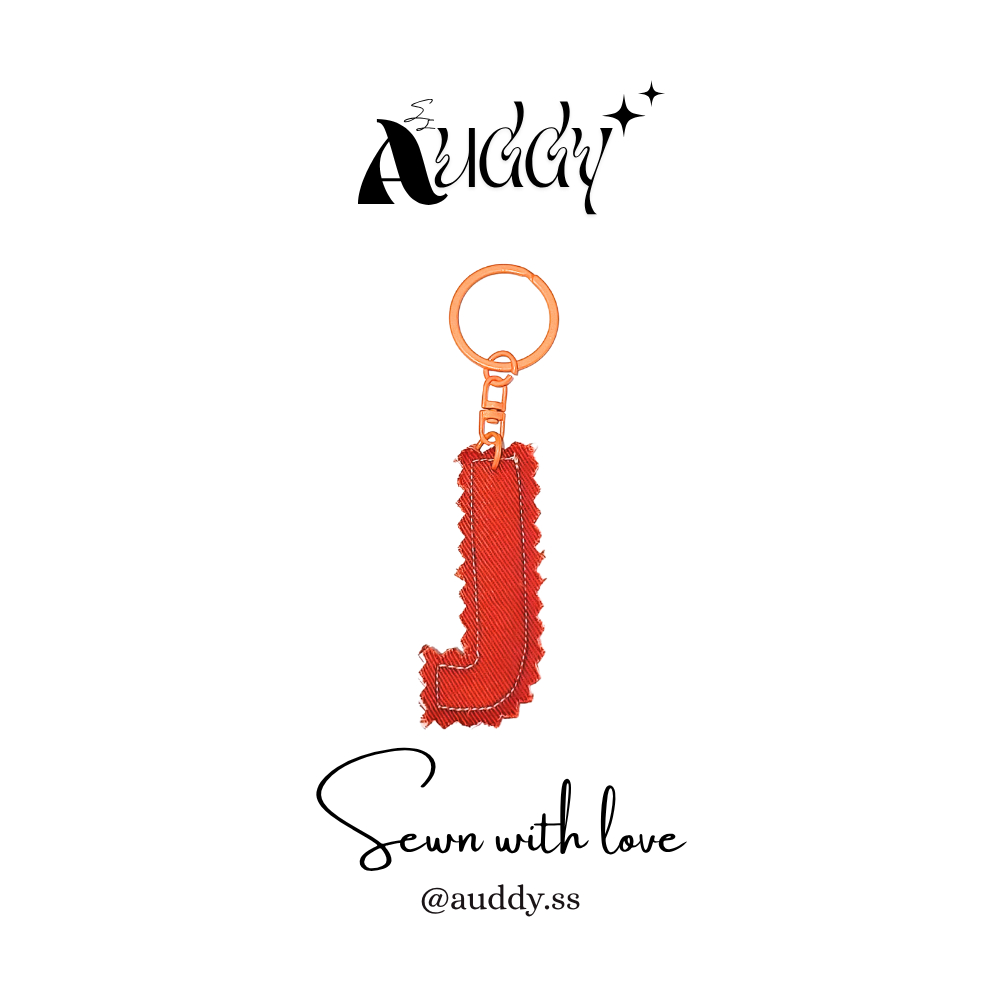 Huruf J Gantungan Kunci Huruf Handmade | Aksesoris Tas Lucu | Keychain Unik Kain Perca