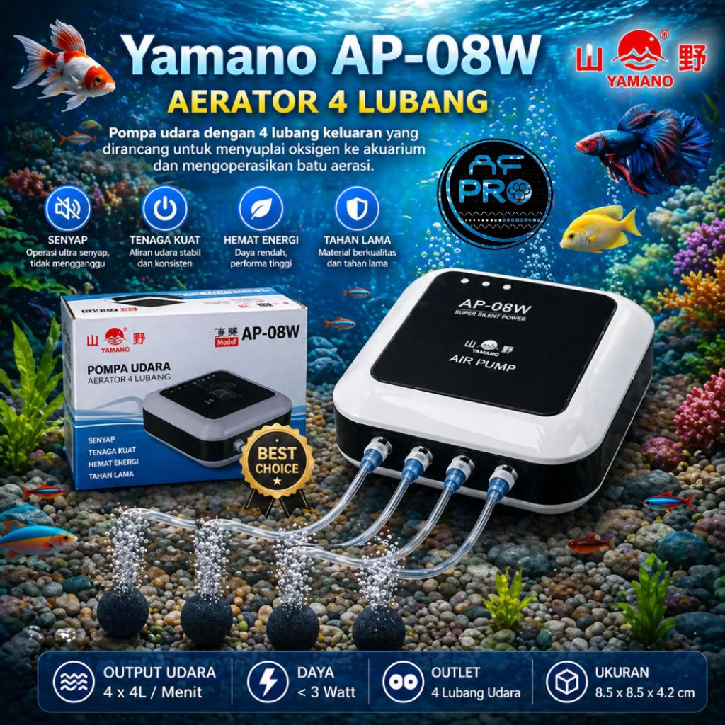 Airpump aerator aquarium kolam YAMANO AP 08